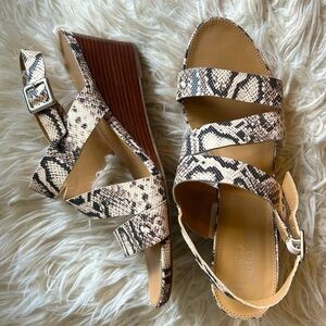Franco Sarto Snakeskin Wedge ankle strap sandals